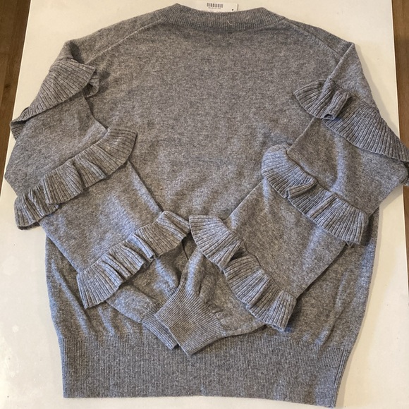 NWT J. Crew Tiered Ruffled Sleeve Gray Knit Wool Sweater Small Gray - Picture 6 of 6